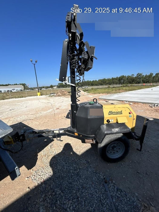 2022 Allmand NLV3GR (4) LED Light Fixture 350W, 23' Vertical Mast, 3kW Prime, Towable, Deep Sea L401, Leveling Jacks, Yanmar T4F 5.8hp