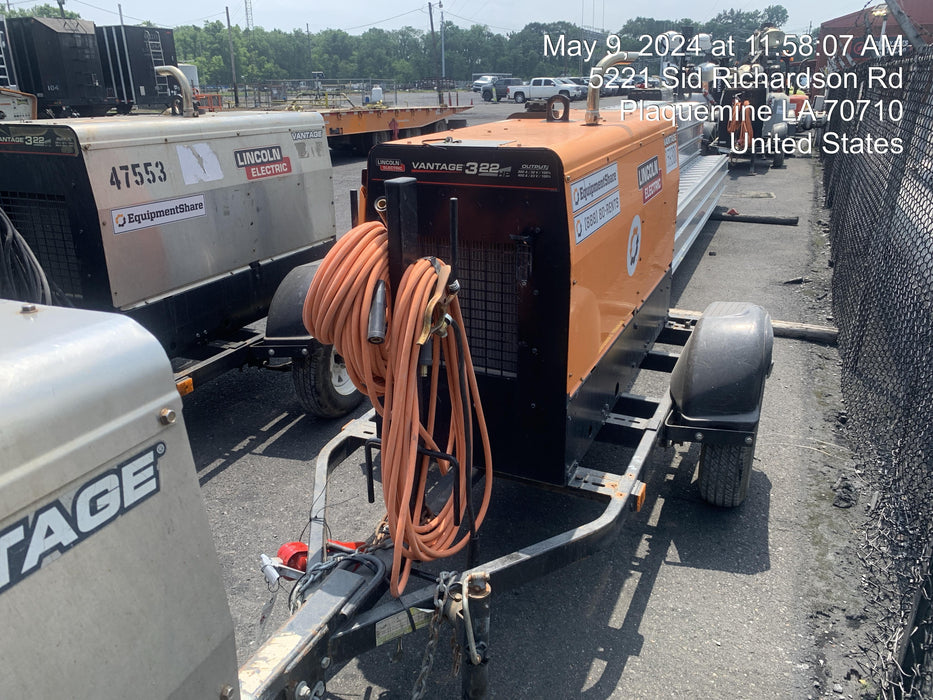 2021 Lincoln Electric Vantage 322 Vantage 322 Ready Pak 3 w/ Decals, ORANGE (includes trailer, cable rack, fender light kit) NO Telematics