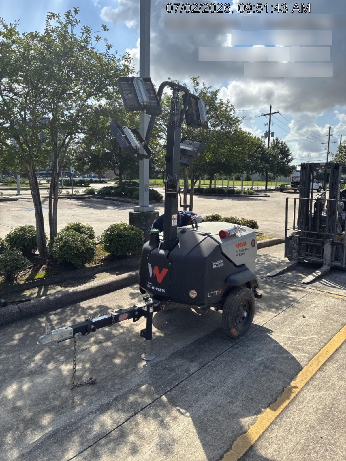 2024 Wacker Neuson LTT4 Diesel, Kohler KDW702, Deep Sea Controller, Auto Start, LED 320W, Bypass Outlet, T3