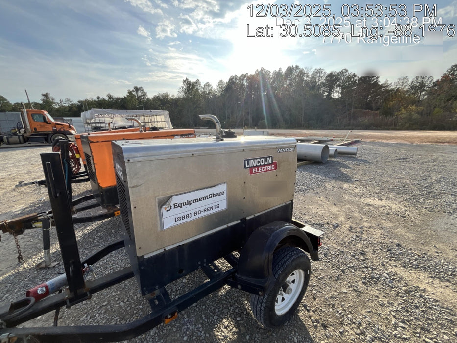 2019 Lincoln Electric Vantage 322 Lincoln Vantage 322 Welder w/Trailer, Light Kit, Cable Rack