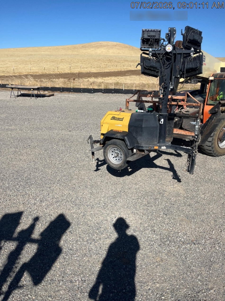 2022 Allmand NLV3GR (4) LED Light Fixture 350W, 23' Vertical Mast, 3kW Prime, Towable, Deep Sea L401, Leveling Jacks, Yanmar T4F 5.8hp