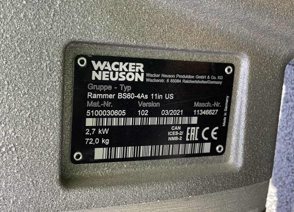 2021 WACKER NEUSON BS60-4As