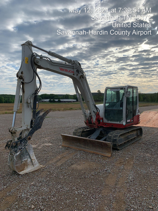 2019 Takeuchi TB290 Cab/Heat/AC Rubber tracks, Dozer blade, Travel alarm, Auxiliary hydraulics w/Manual QC, Hydraulic thumb, 18", 24", and 36" Buckets
