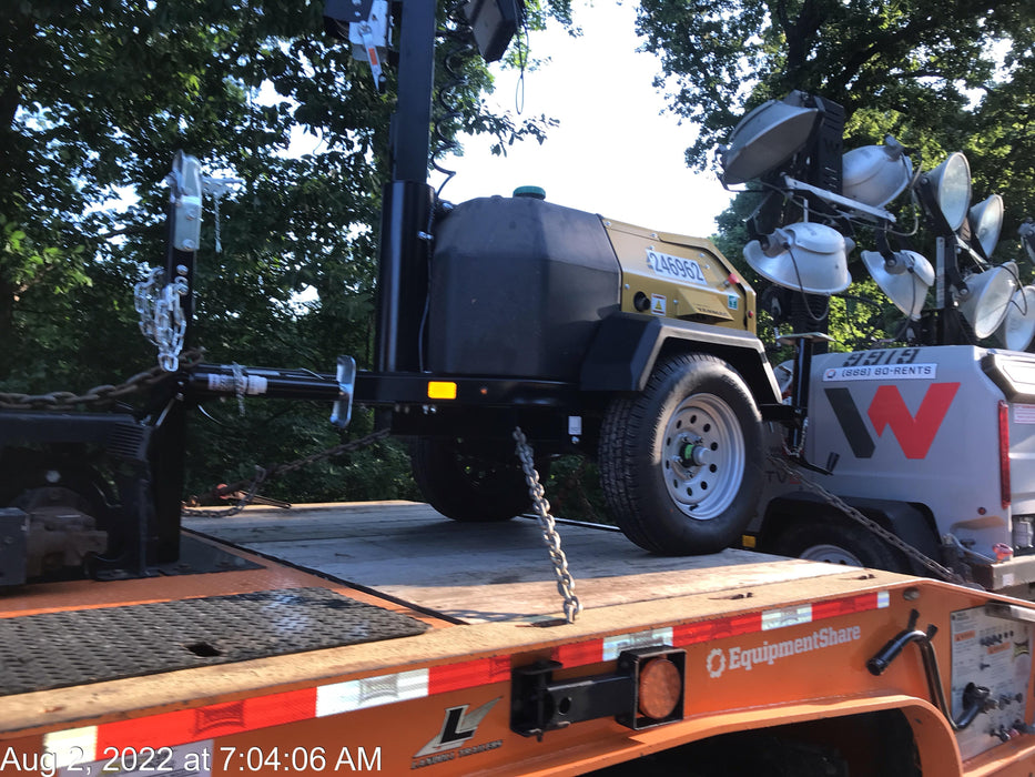 2022 Allmand NLV3GR (4) LED Light Fixture 350W, 23' Vertical Mast, 3kW Prime, Towable, ES Decals, T3