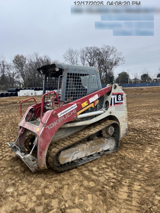 2019 Takeuchi TL8 Canopy, 15" Wide Rubber Tracks, Back-up Alarm, Front & Rear Working Lights, Auxiliary Hydraulics, Two-Speed Travel, Electronic Monitoring System 76" HD Smooth Dirt Bucket with Bolt-On Edge, 20.3 cubic feet Capacity