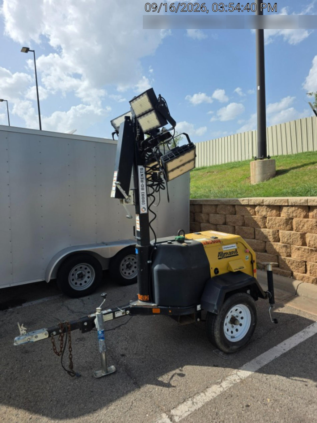 2021 Allmand NLV3GR (4) LED Light Fixture 350W, 23' Vertical Mast, 3kW Prime, Towable, Deep Sea L401, Leveling Jacks, Yanmar T4F 5.8hp