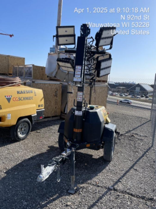 2022 Allmand NLV3GR (4) LED Light Fixture 350W, 23' Vertical Mast, 3kW Prime, Towable, Deep Sea L401, Leveling Jacks, Yanmar T4F 5.8hp