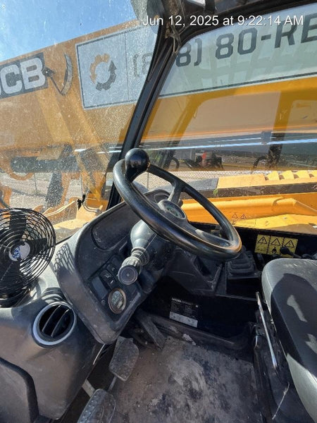 2020 JCB 510-56 Cab/Heat/Air, 74 HP, Solid Tires, STD Worklight, Beacon, Aux Hydraulics, Lifting Eye, Back up Alarm w/66" Carriage/60" Forks
