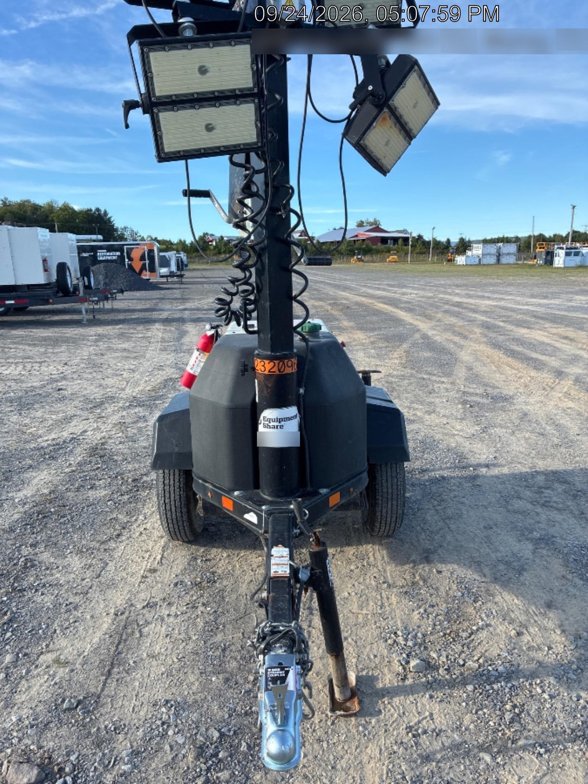 2022 Allmand NLV3GR (4) LED Light Fixture 350W, 23' Vertical Mast, 3kW Prime, Towable, Deep Sea L401, Leveling Jacks, Yanmar T4F 5.8hp