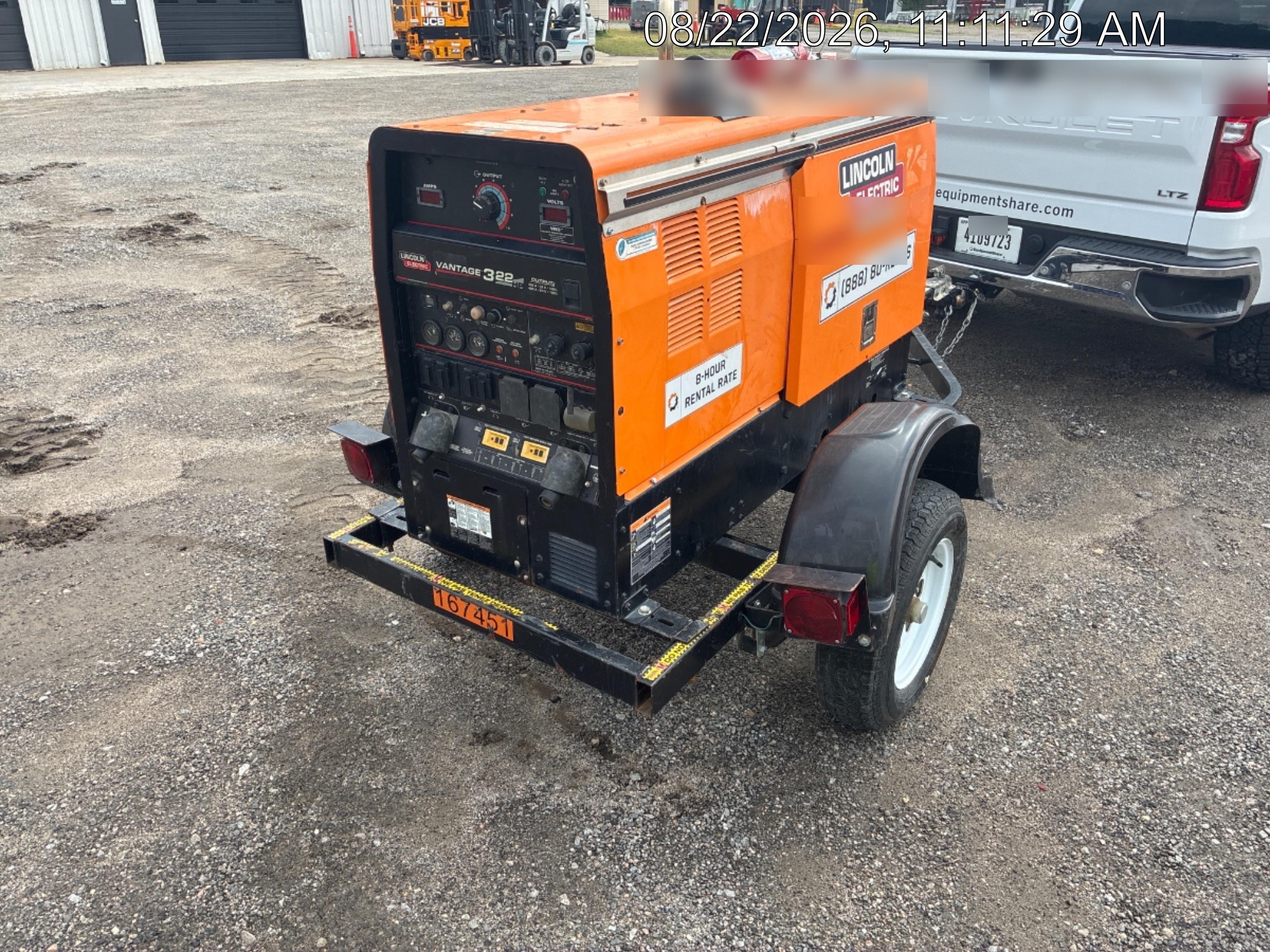2021 Lincoln Electric Vantage 322 Vantage 322 Ready Pak 3 w/ Decals, ORANGE (includes trailer, cable rack, fender light kit) NO Telematics