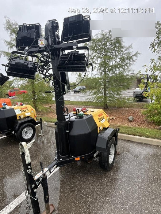 2022 Allmand NLV3GR (4) LED Light Fixture 350W, 23' Vertical Mast, 3kW Prime, Towable, Deep Sea L401, Leveling Jacks, Yanmar T4F 5.8hp