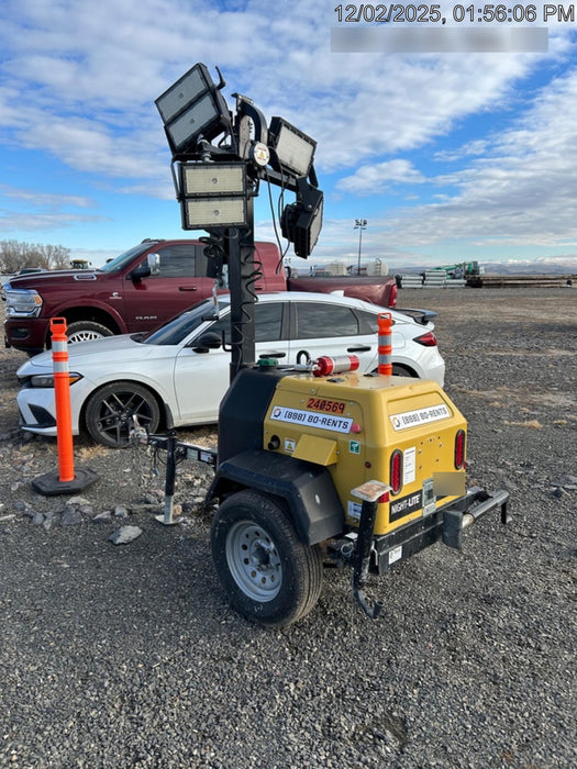 2022 Allmand NLV3GR (4) LED Light Fixture 350W, 23' Vertical Mast, 3kW Prime, Towable, Deep Sea L401, Leveling Jacks, Yanmar T4F 5.8hp