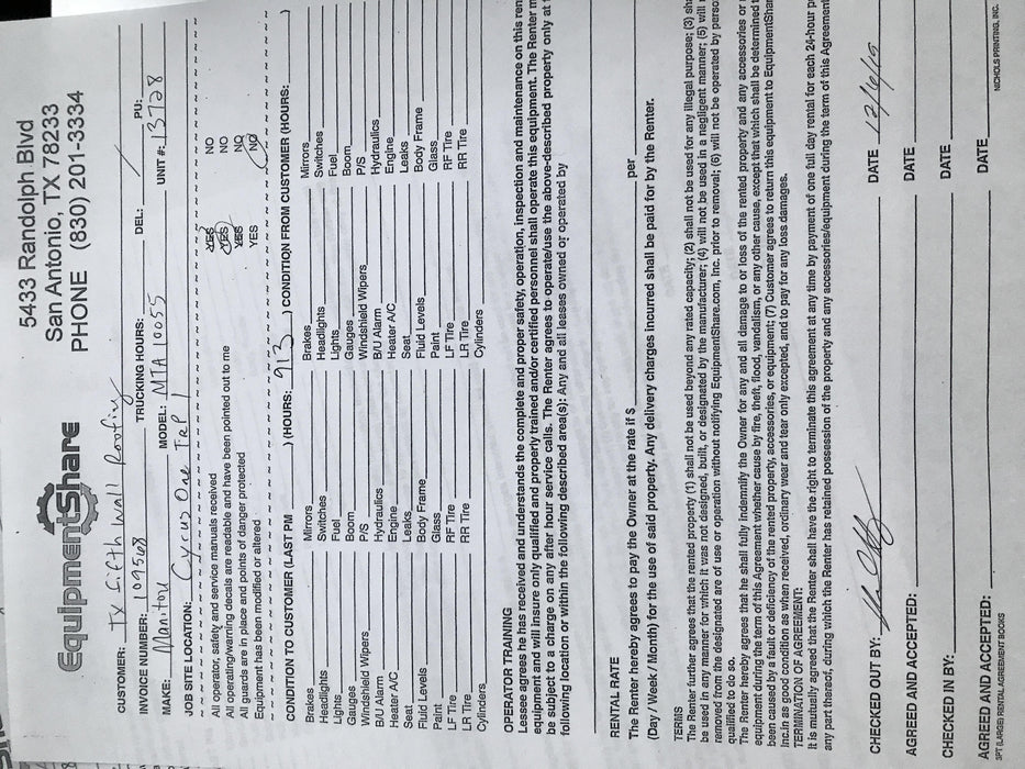 2018 Manitou MTA10055 MTA10055 - 120 HP T4, Canopy, Worklights/Strobe, Beacon, 66" Carriage, 60" Forks, Solid Tires, Lift Hook, Aux Hydraulics