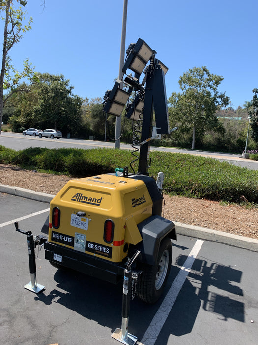 2021 Allmand NLV3GR (4) LED Light Fixture 350W, 23' Vertical Mast, 3kW Prime, Towable, Deep Sea L401, Leveling Jacks, Yanmar T4F 5.8hp