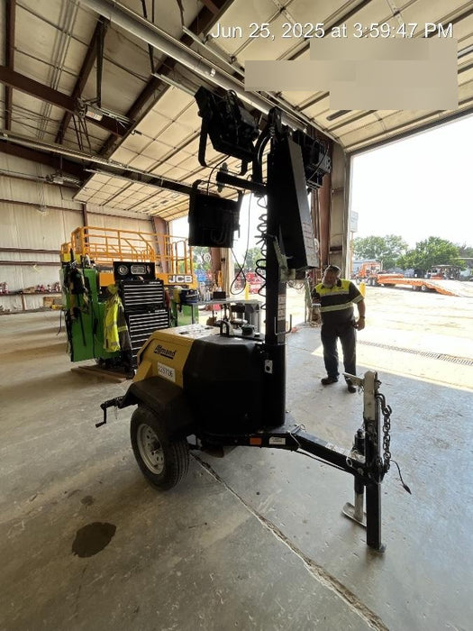 2022 Allmand NLV3GR (4) LED Light Fixture 350W, 23' Vertical Mast, 3kW Prime, Towable, Deep Sea L401, Leveling Jacks, Yanmar T4F 5.8hp