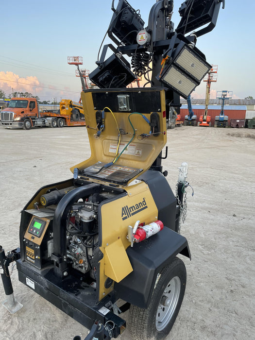 2022 Allmand NLV3GR (4) LED Light Fixture 350W, 23' Vertical Mast, 3kW Prime, Towable, Deep Sea L401, Leveling Jacks, Yanmar T4F 5.8hp