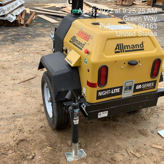 2021 Allmand NLV3GR (4) LED Light Fixture 350W, 23' Vertical Mast, 3kW Prime, Towable, Deep Sea L401, Leveling Jacks, Yanmar T4F 5.8hp