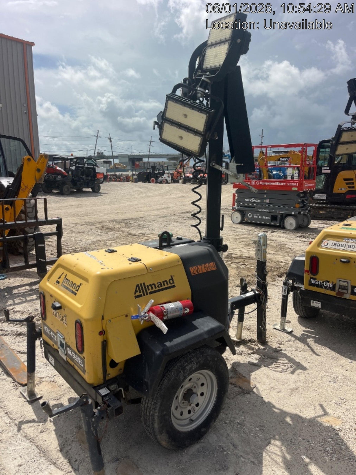 2022 Allmand NLV3GR (4) LED Light Fixture 350W, 23' Vertical Mast, 3kW Prime, Towable, Deep Sea L401, Leveling Jacks, Yanmar T4F 5.8hp
