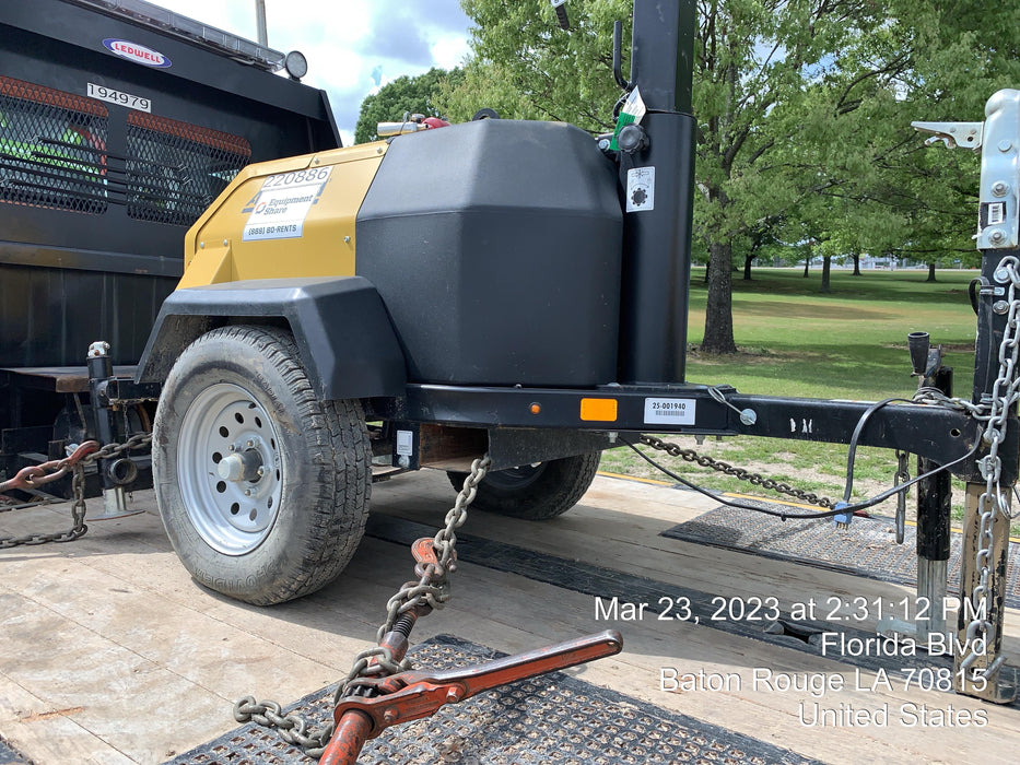 2022 Allmand NLV3GR (4) LED Light Fixture 350W, 23' Vertical Mast, 3kW Prime, Towable, Deep Sea L401, Leveling Jacks, Yanmar T4F 5.8hp