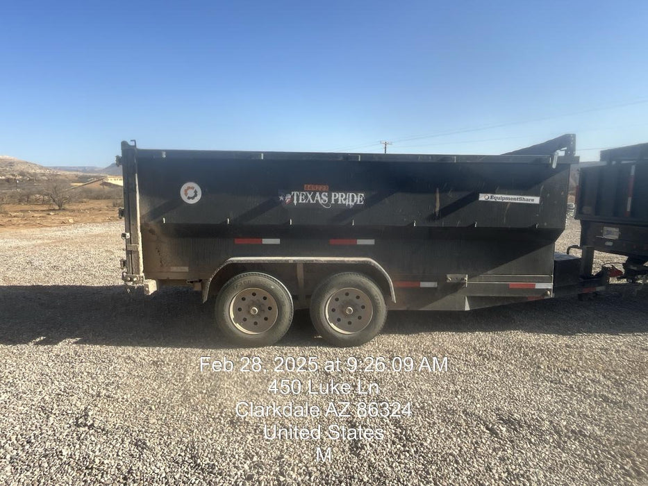 2025 TEXAS PRIDE TRAILERS 14'L x 7'W 5 Cu Yd Trunnion Hydraulic Dump