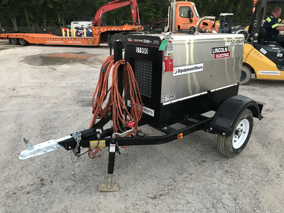 2019 Lincoln Electric Vantage 322 Welder Ready-Pak 3, Two wheel trailer, Fender and Light kit, Cable Rack