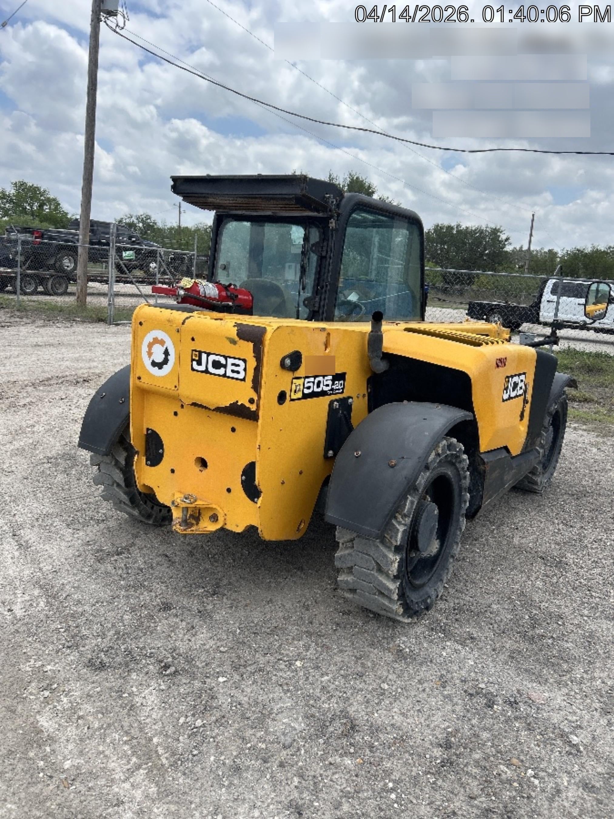 2020 JCB 505-20TC Cab/Heat/Air, Solid Tires, Work Lights, Beacon, Aux Hydraulics, Back up Alarm, ES Decals