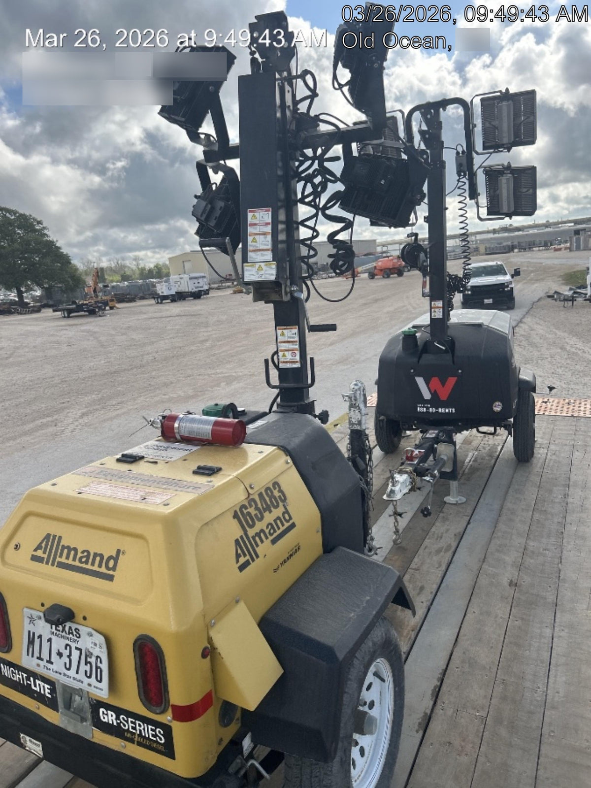 2021 Allmand NLV3GR (4) LED Light Fixture 350W, 23' Vertical Mast, 3kW Prime, Towable, Deep Sea L401, Leveling Jacks, Yanmar T4F 5.8hp