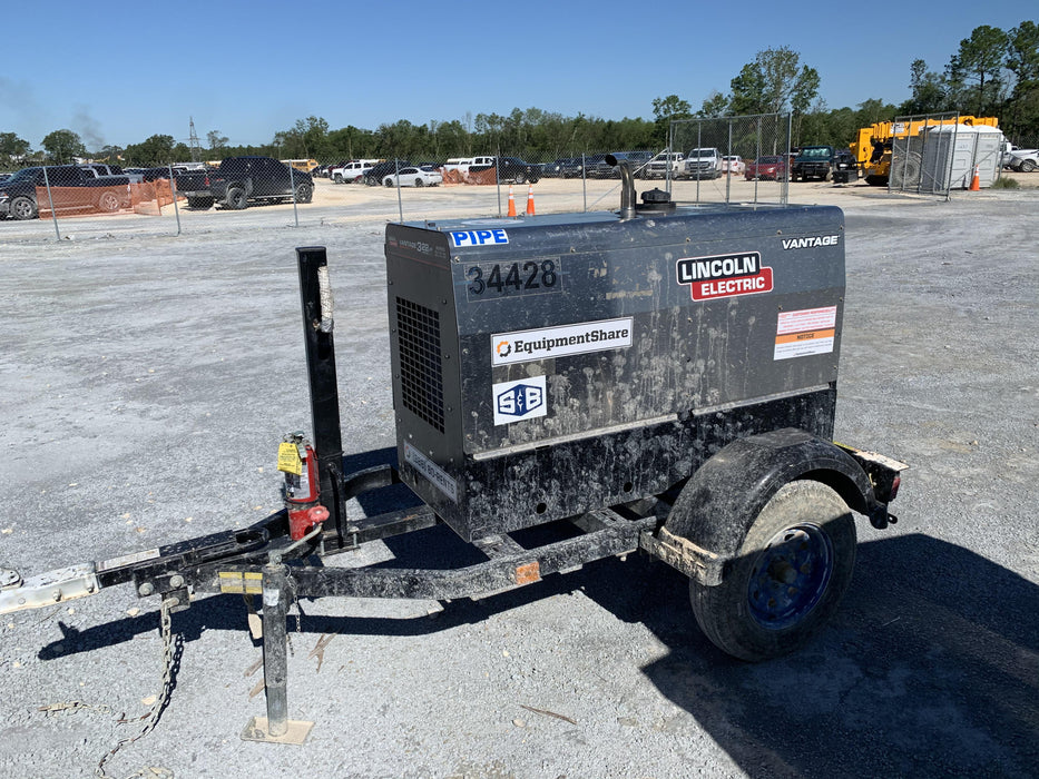 2019 Lincoln Electric Vantage 322 Welder Ready-Pak 3, Two wheel trailer, Fender and Light kit, Cable Rack