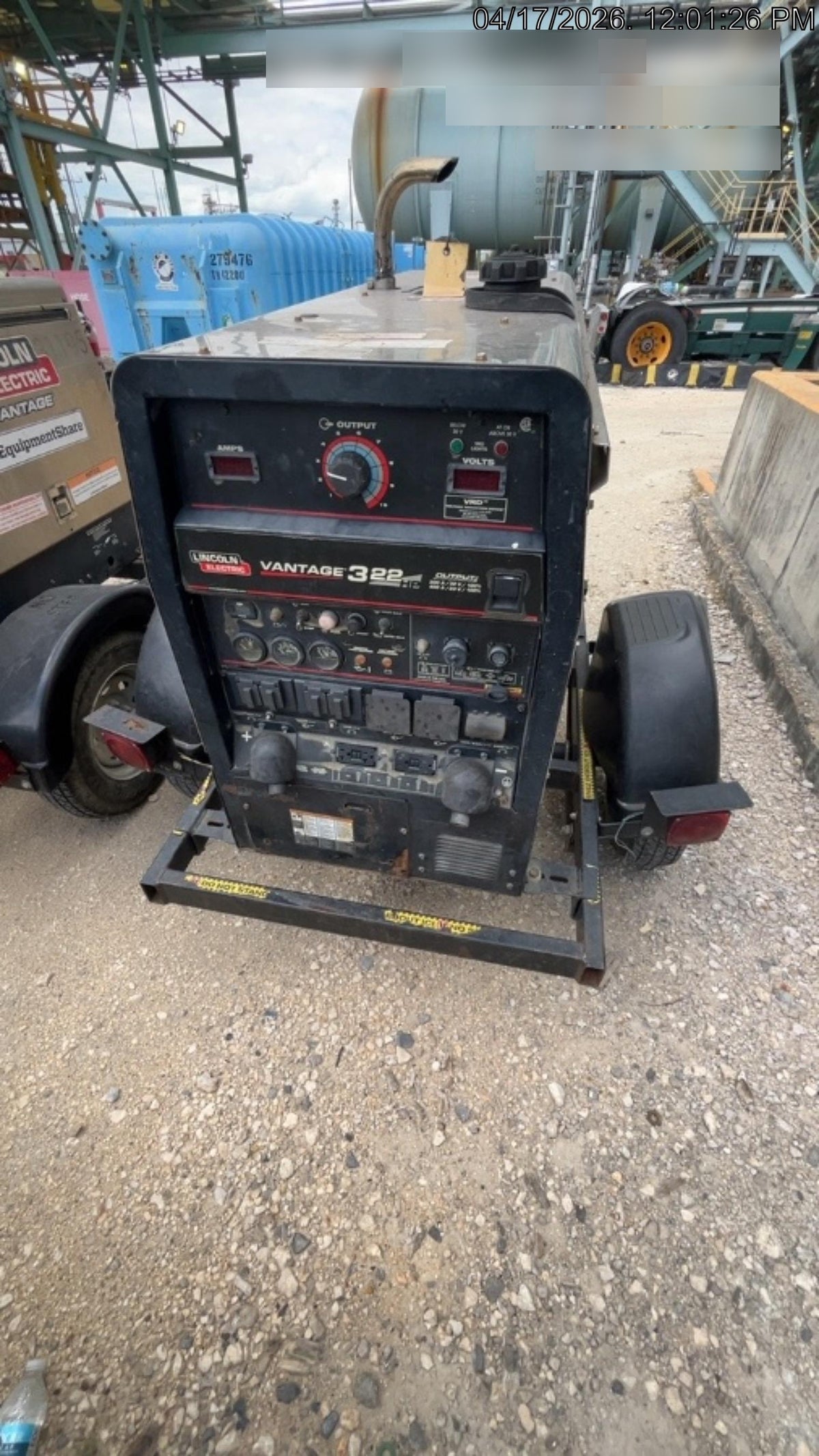 2019 Lincoln Electric Vantage 322 Ready-Pak 3, Two Wheel Trailer, Fender and Light Kit, Cable Rack