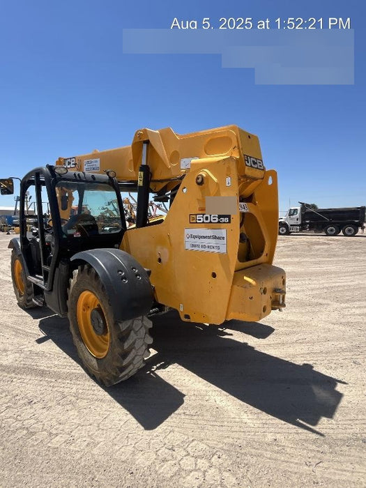 2019 JCB 506-36 Canopy, 74 HP, Foam Filled Tires, STD Worklight, Beacon, Aux Hydraulics, Lifting Eye, Back up Alarm w/48" Carriage/48" Forks