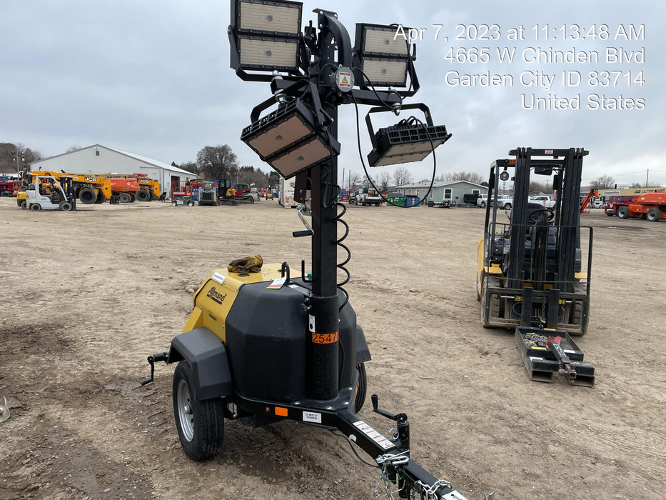 2022 Allmand NLV3GR (4) LED Light Fixture 350W, 23' Vertical Mast, 3kW Prime, Towable, ES Decals, T3