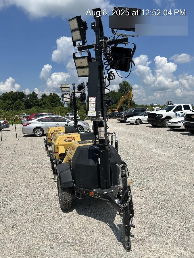 2022 Allmand NLV3GR (4) LED Light Fixture 350W, 23' Vertical Mast, 3kW Prime, Towable, Deep Sea L401, Leveling Jacks, Yanmar T4F 5.8hp