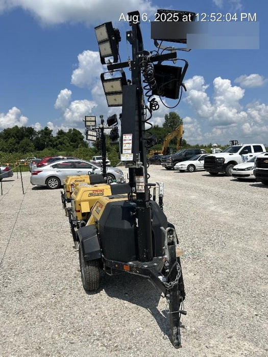 2022 Allmand NLV3GR (4) LED Light Fixture 350W, 23' Vertical Mast, 3kW Prime, Towable, Deep Sea L401, Leveling Jacks, Yanmar T4F 5.8hp