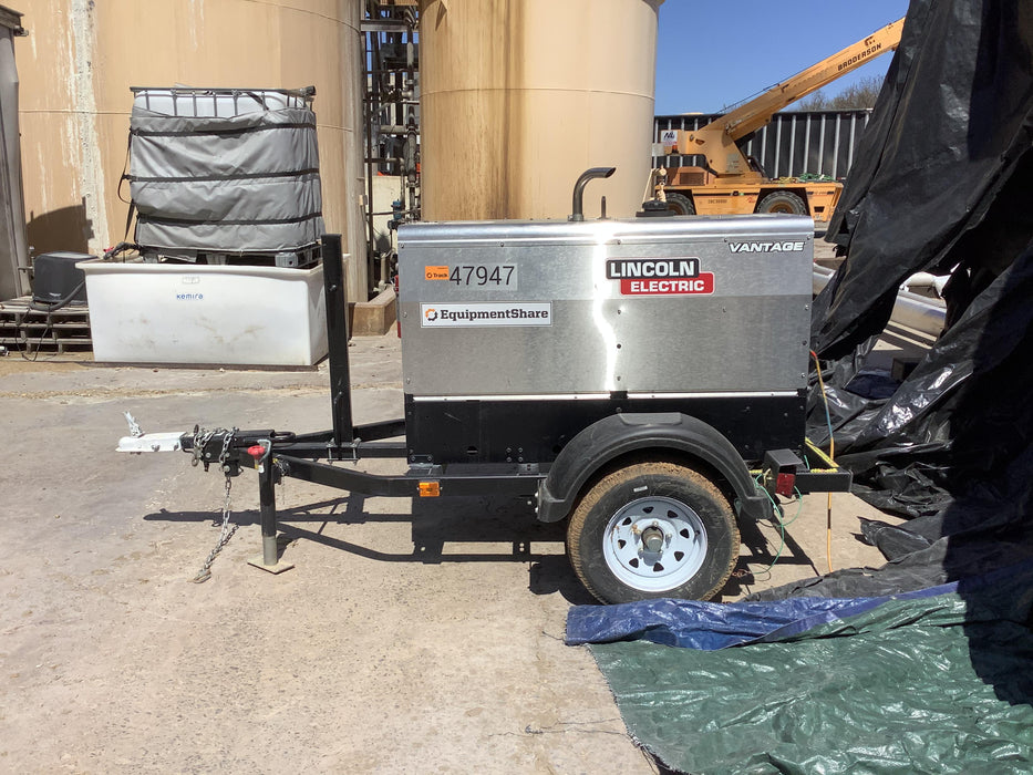2019 Lincoln Electric Vantage 322 Ready-Pak 3, Two Wheel Trailer, Fender and Light Kit, Cable Rack