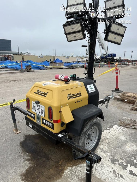 2022 Allmand NLV3GR (4) LED Light Fixture 350W, 23' Vertical Mast, 3kW Prime, Towable, ES Decals, T3