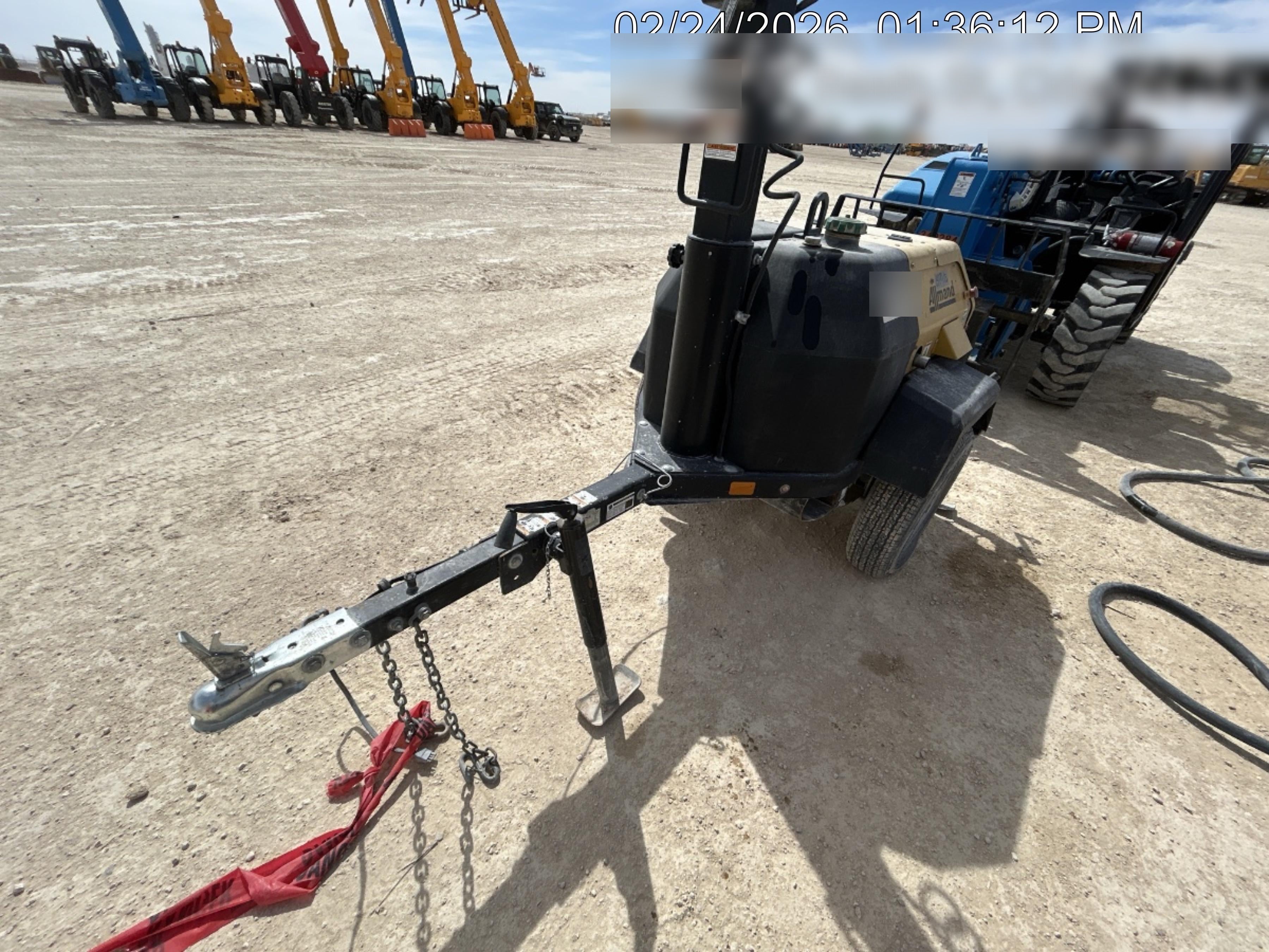 2022 Allmand NLV3GR (4) LED Light Fixture 350W, 23' Vertical Mast, 3kW Prime, Towable, Deep Sea L401, Leveling Jacks, Yanmar T4F 5.8hp