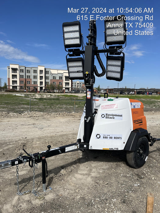 2024 Generac MLT2 Diesel, Flex Switch 120V Input, Powerzone Controller, 
(4) 320W LED Lights, 4kW Generator, 39.9 Gal Fuel Tank, 2" Ball, T3