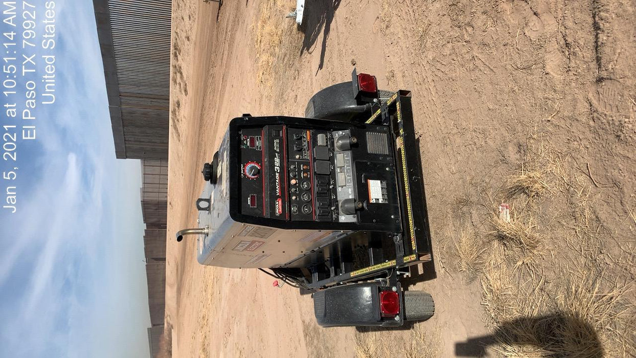 2019 Lincoln Electric Vantage 322 Welder Ready-Pak 3, Two wheel trailer, Fender and Light kit, Cable Rack