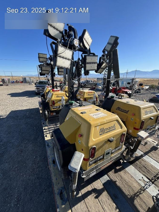 2022 Allmand NLV3GR (4) LED Light Fixture 350W, 23' Vertical Mast, 3kW Prime, Towable, ES Decals, T3