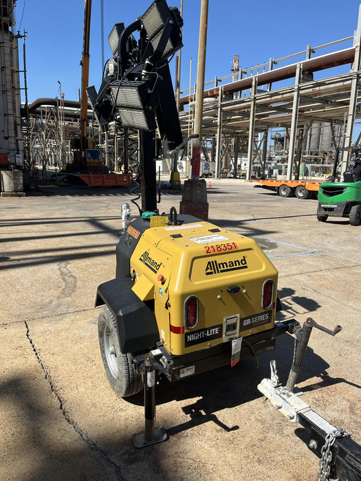 2022 Allmand NLV3GR (4) LED Light Fixture 350W, 23' Vertical Mast, 3kW Prime, Towable, Deep Sea L401, Leveling Jacks, Yanmar T4F 5.8hp