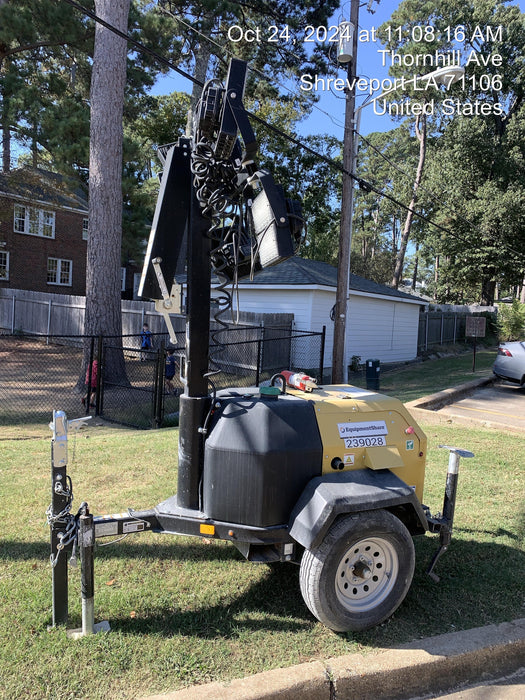 2022 Allmand NLV3GR (4) LED Light Fixture 350W, 23' Vertical Mast, 3kW Prime, Towable, Deep Sea L401, Leveling Jacks, Yanmar T4F 5.8hp