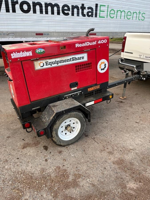 2022 Shindaiwa DGW400MDL Kubota D902 Engine, 23 HP, Dual Op Welder, Wire, Arc, Droop Stick, Tig, and CC Stick Functionality, Simulphase, 3 Phase and 1 Phase Gen Output, Single Axle NB Trlr, Slr Trckl Chrg 12V 12W, Fire Ext