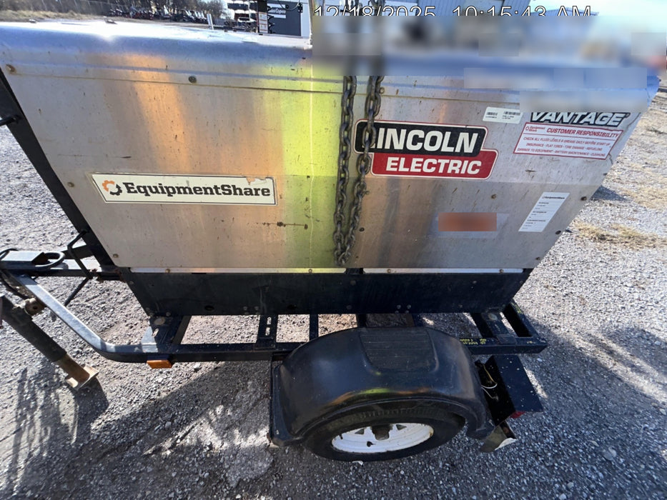 2019 Lincoln Electric Vantage 322 Ready-Pak 3, Two Wheel Trailer, Fender and Light Kit, Cable Rack