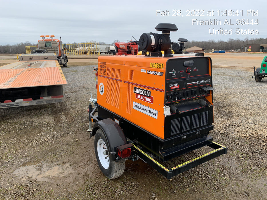 2021 Lincoln Electric Vantage 549X Ready Pak 3, ORANGE (includes trailer, cable rack, fender light kit)