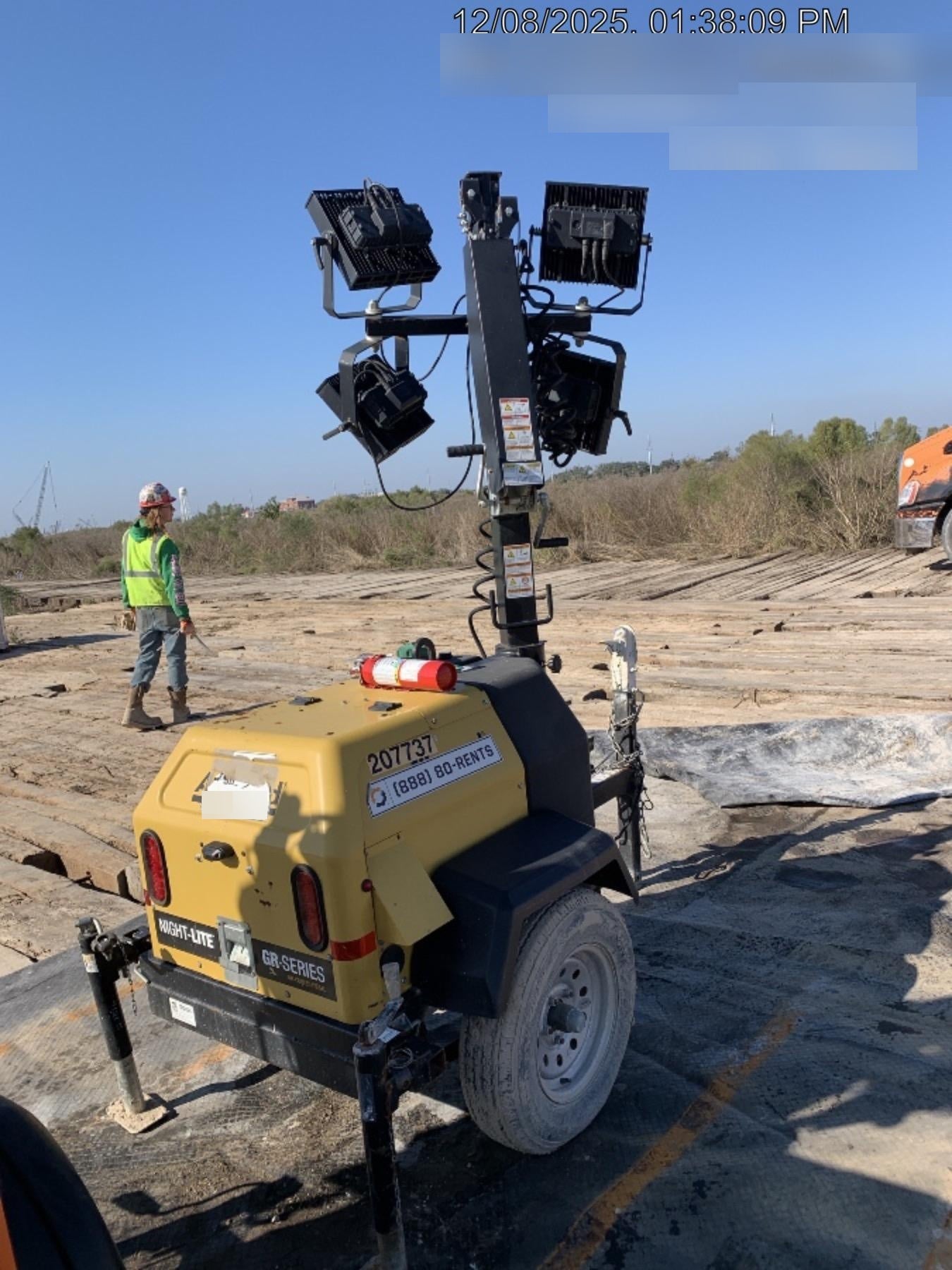 2022 Allmand NLV3GR (4) LED Light Fixture 350W, 23' Vertical Mast, 3kW Prime, Towable, Deep Sea L401, Leveling Jacks, Yanmar T4F 5.8hp