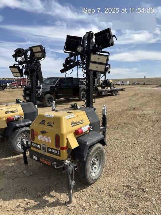 2022 Allmand NLV3GR (4) LED Light Fixture 350W, 23' Vertical Mast, 3kW Prime, Towable, ES Decals, T3