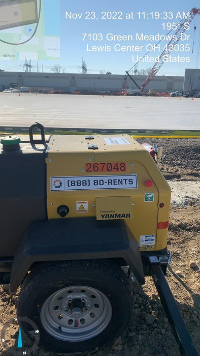 2022 Allmand NLV3GR (4) LED Light Fixture 350W, 23' Vertical Mast, 3kW Prime, Towable, ES Decals, T3