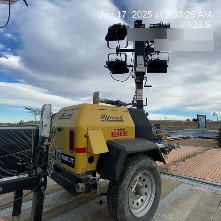2020 Allmand NLV3GR (4) LED Light Fixture 350W, 23' Vertical Mast, 3kW Prime, Towable, Deep Sea L401, Leveling Jacks, Yanmar T4F 5.8hp
