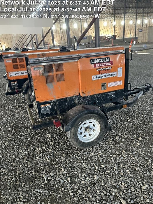 2021 Lincoln Electric Vantage 322 Vantage 322 Ready Pak 3 w/ Decals, ORANGE (includes trailer, cable rack, fender light kit) NO Telematics