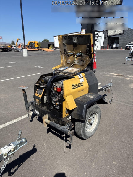 2020 Allmand NLV3GR (4) LED Light Fixture 350W, 23' Vertical Mast, 3kW Prime, Towable, Deep Sea L401, Leveling Jacks, Yanmar T4F 5.8hp